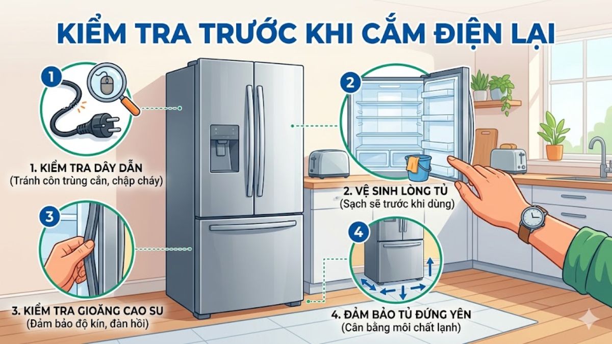 Cách khởi động lại tủ lạnh sau thời gian không sử dụng