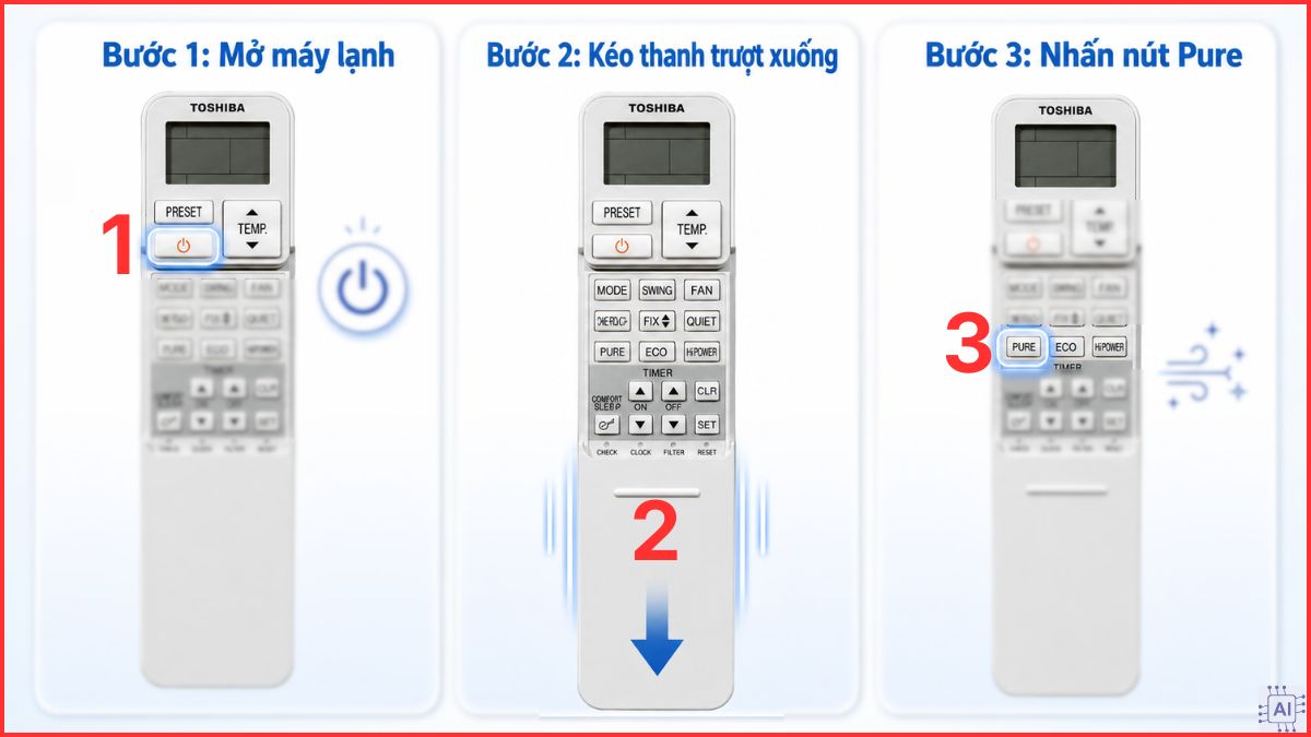 Cách bật chế độ khử mùi trên máy lạnh Toshiba