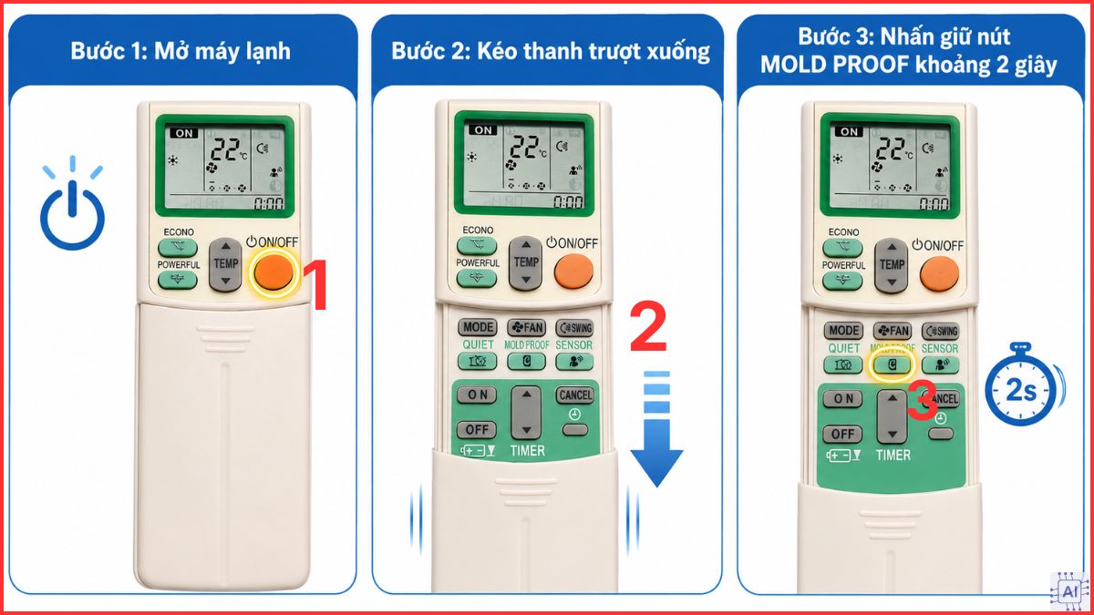 Cách bật chế độ khử mùi trên máy lạnh Daikin