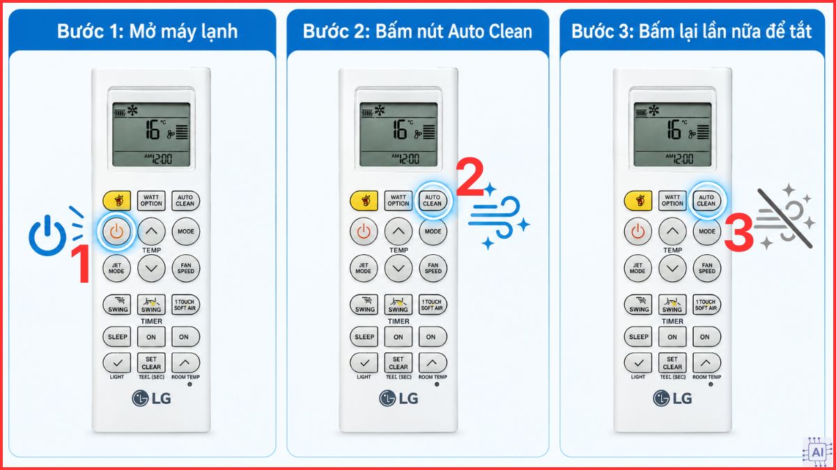 Cách bật chế độ khử mùi trên máy lạnh LG