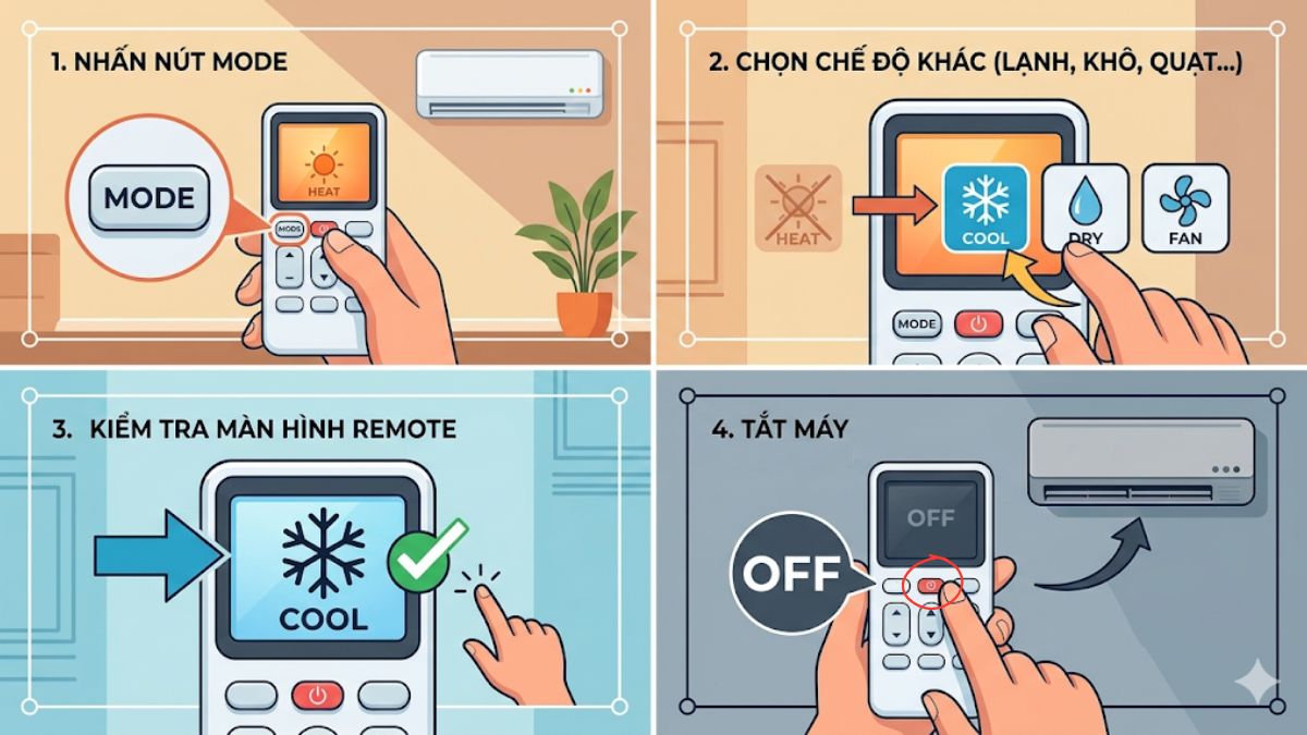 Cách tắt chế độ nóng trên điều hoà