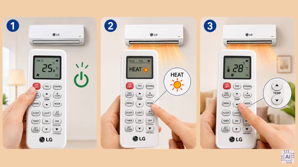 Cách bật điều hoà nóng LG