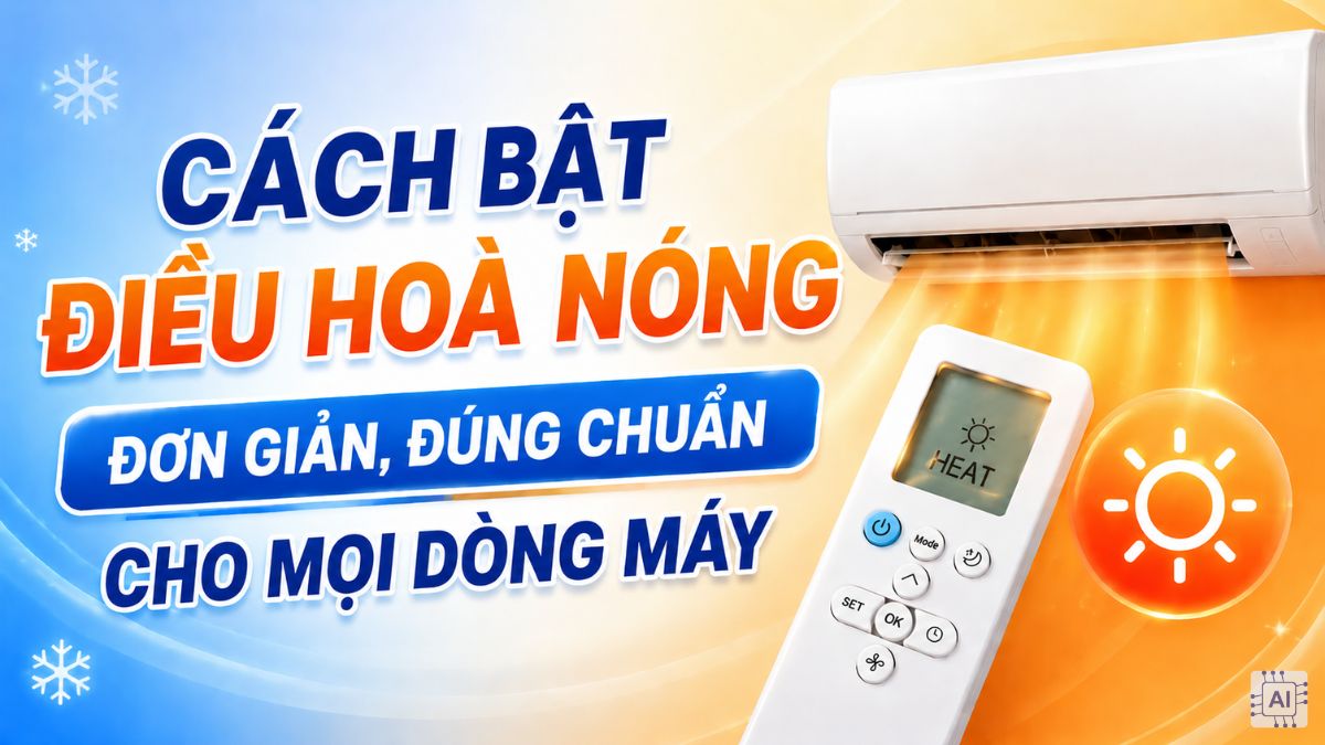 Cách bật điều hoà nóng đơn giản, đúng chuẩn cho mọi dòng máy