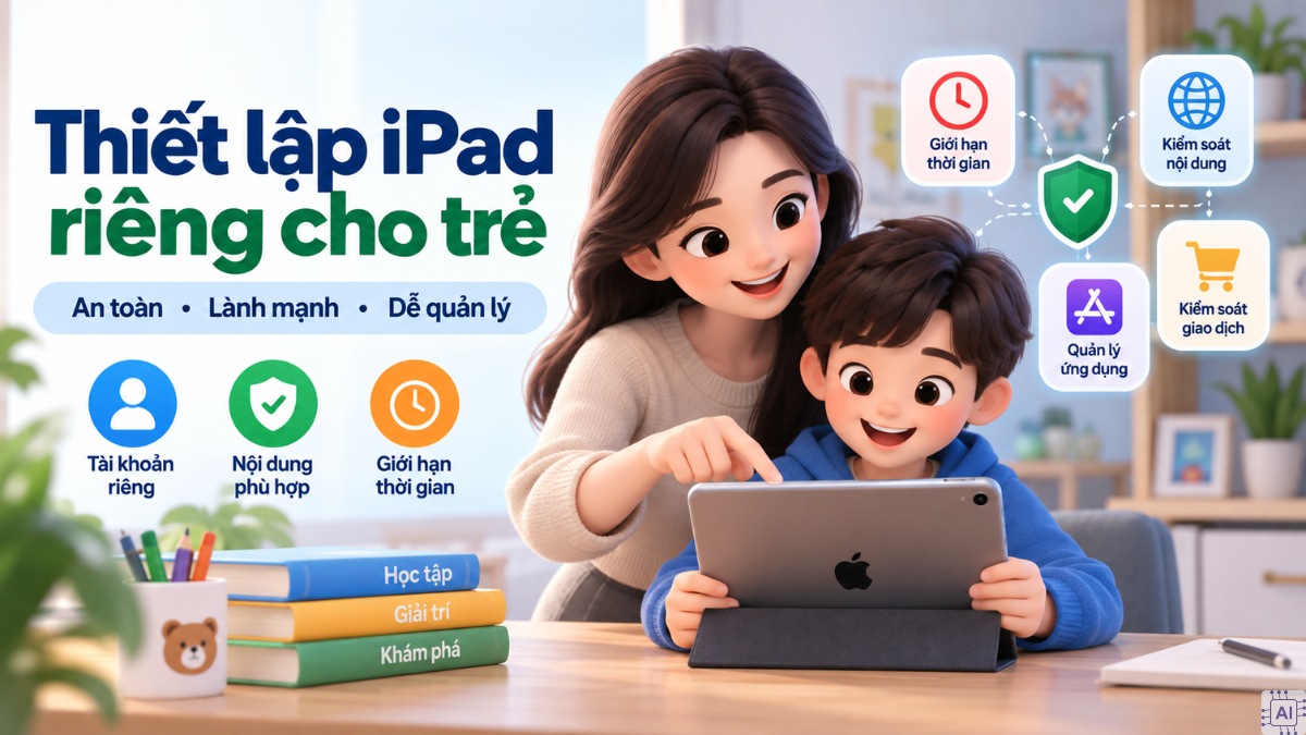 Cách cài đặt iPad cho trẻ em giúp phụ huynh kiểm soát thời gian sử dụng