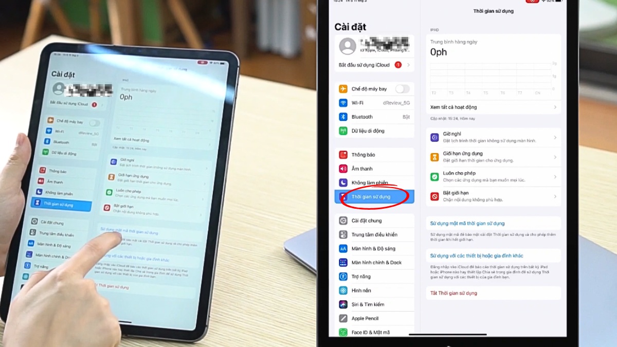 Cách bật thời gian sử dụng Ipad