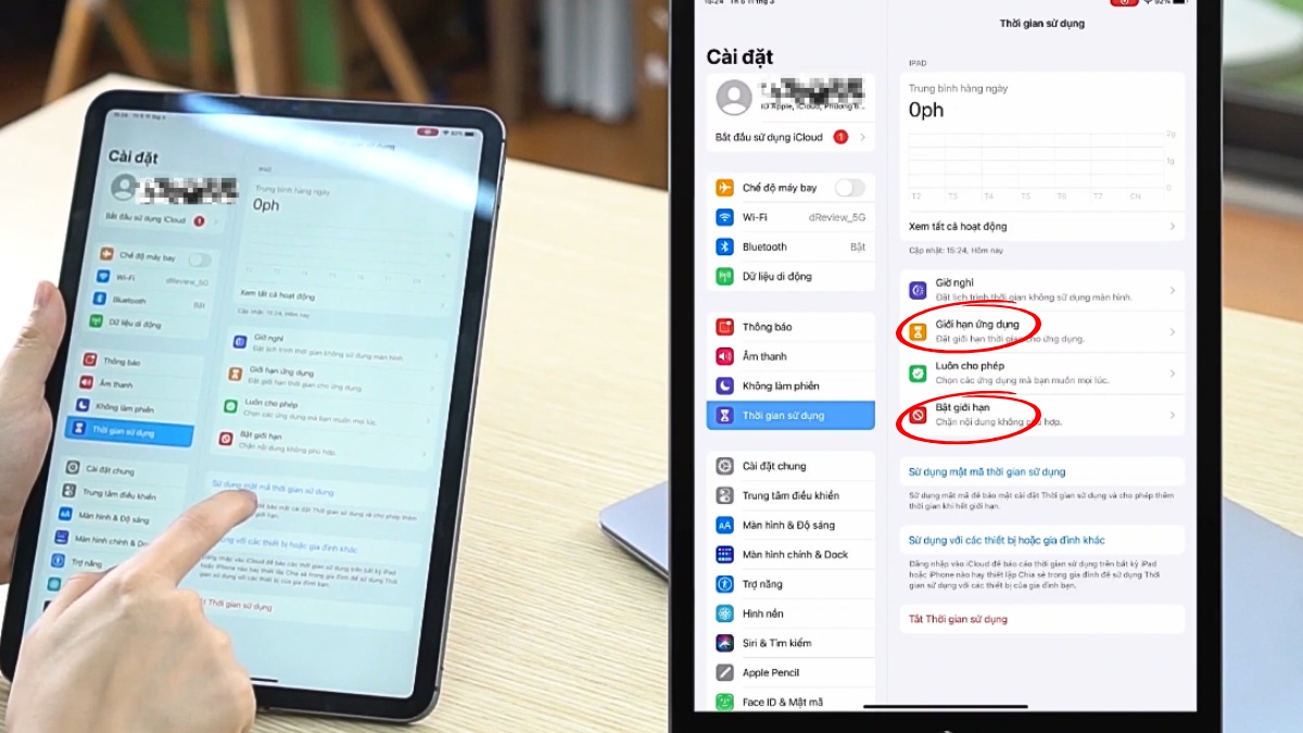 Cách bật thời gian sử dụng Ipad