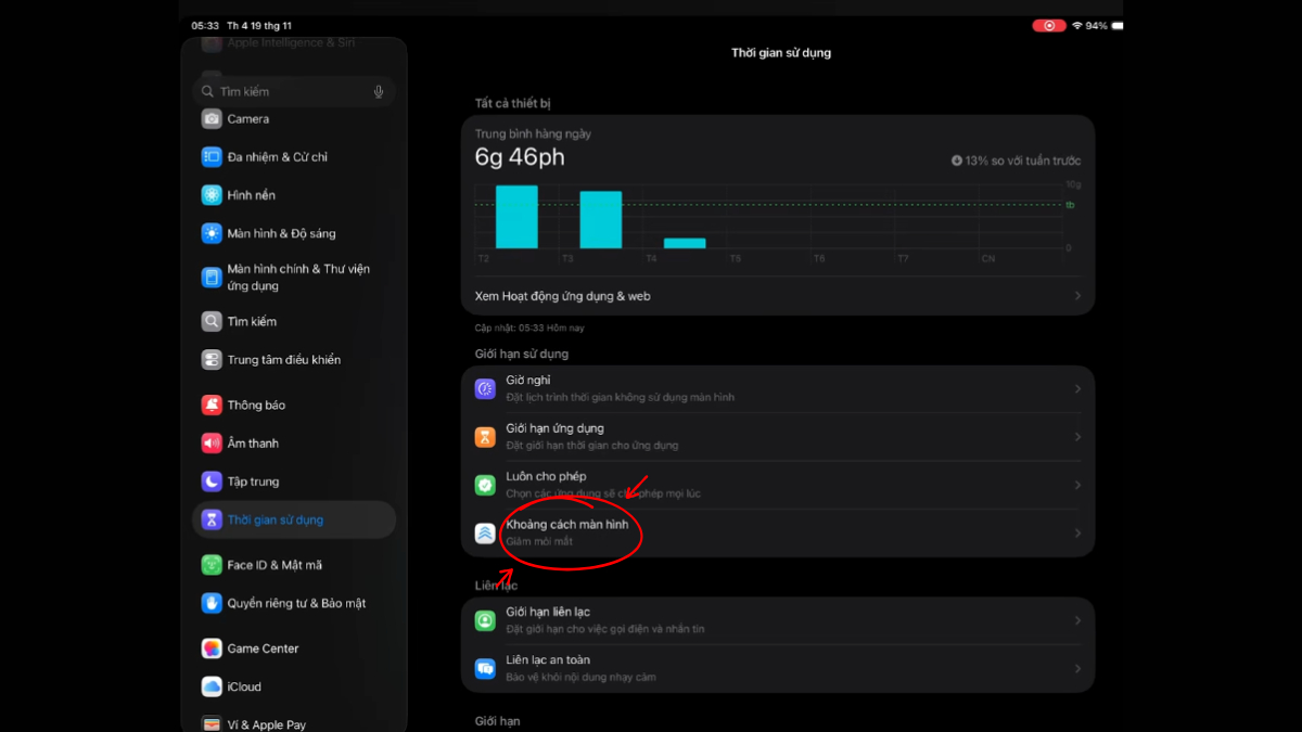 Cách bật Khoảng cách màn hình trên iPad cho trẻ