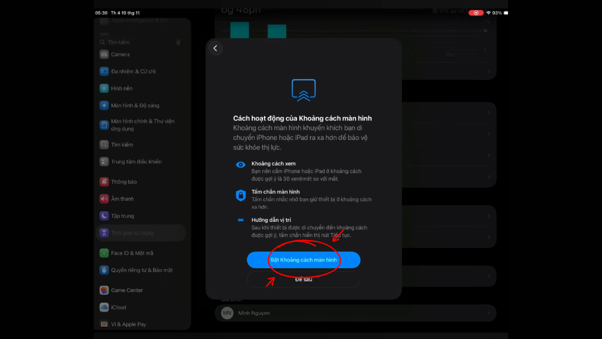 Cách bật Khoảng cách màn hình trên iPad cho trẻ