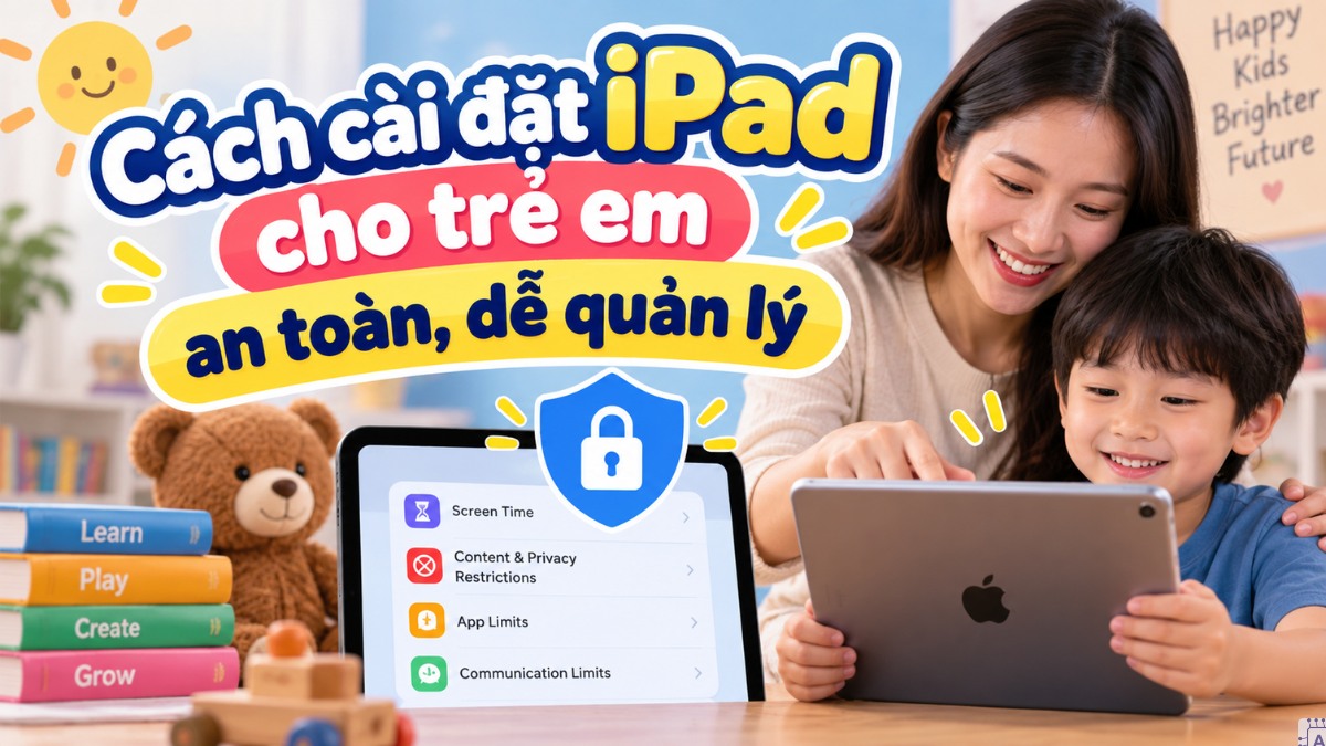 Cách cài đặt iPad cho trẻ em an toàn, dễ quản lý