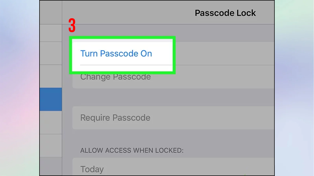 Cách cài mật khẩu iPad chi tiết bước 2b