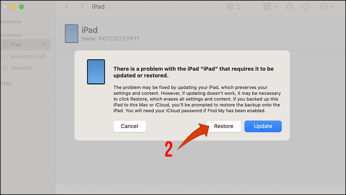 Cách đặt lại mật khẩu iPad khi quên bước 2