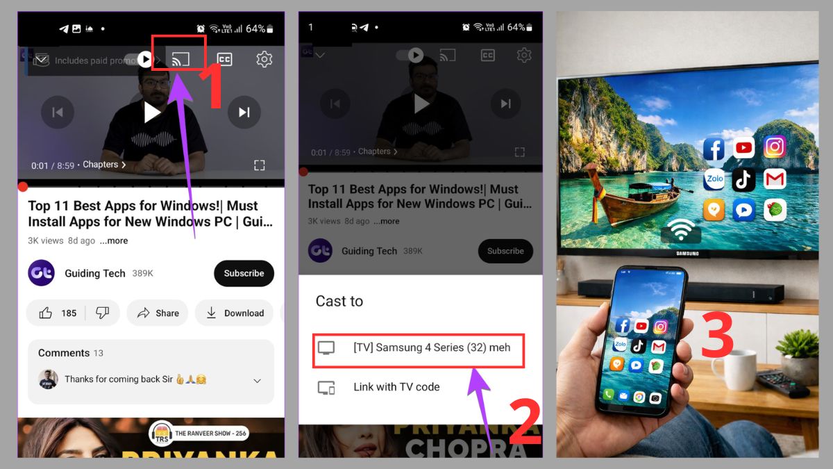 Cách chia sẻ màn hình điện thoại Android lên tivi Samsung bằng Google Cast