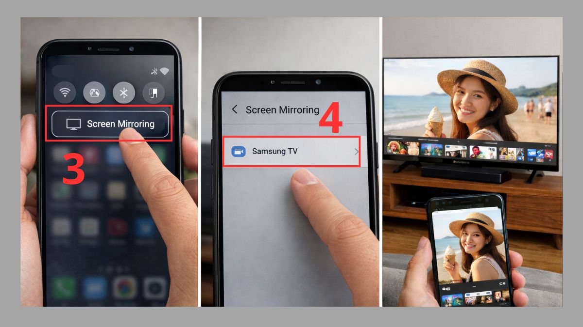Cách chia sẻ màn hình điện thoại Android lên tivi Samsung bằng Miracast