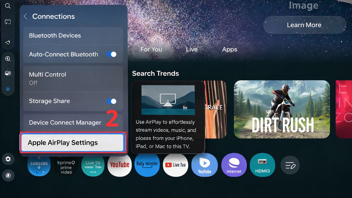 Cách chia sẻ màn hình iPhone lên tivi Samsung bằng AirPlay
