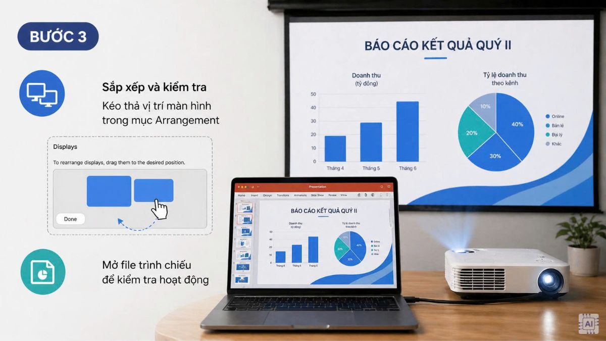 Cách chỉnh 2 màn hình máy chiếu trên MacBook