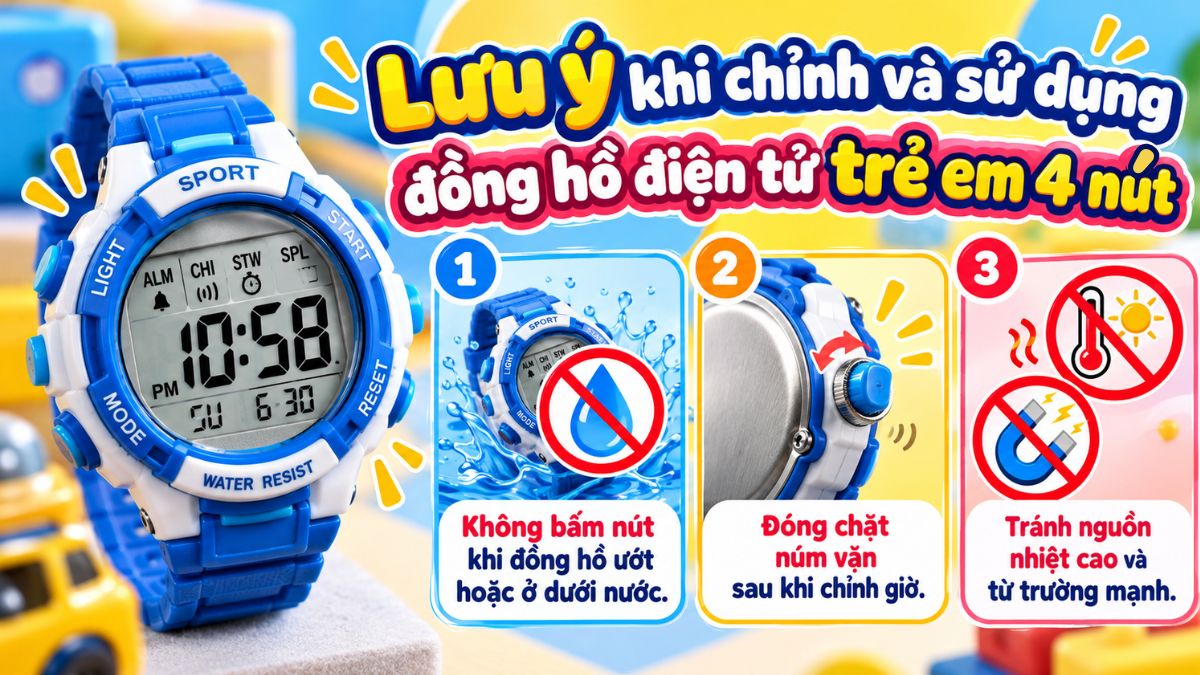 Lưu ý khi chỉnh và sử dụng đồng hồ điện tử trẻ em