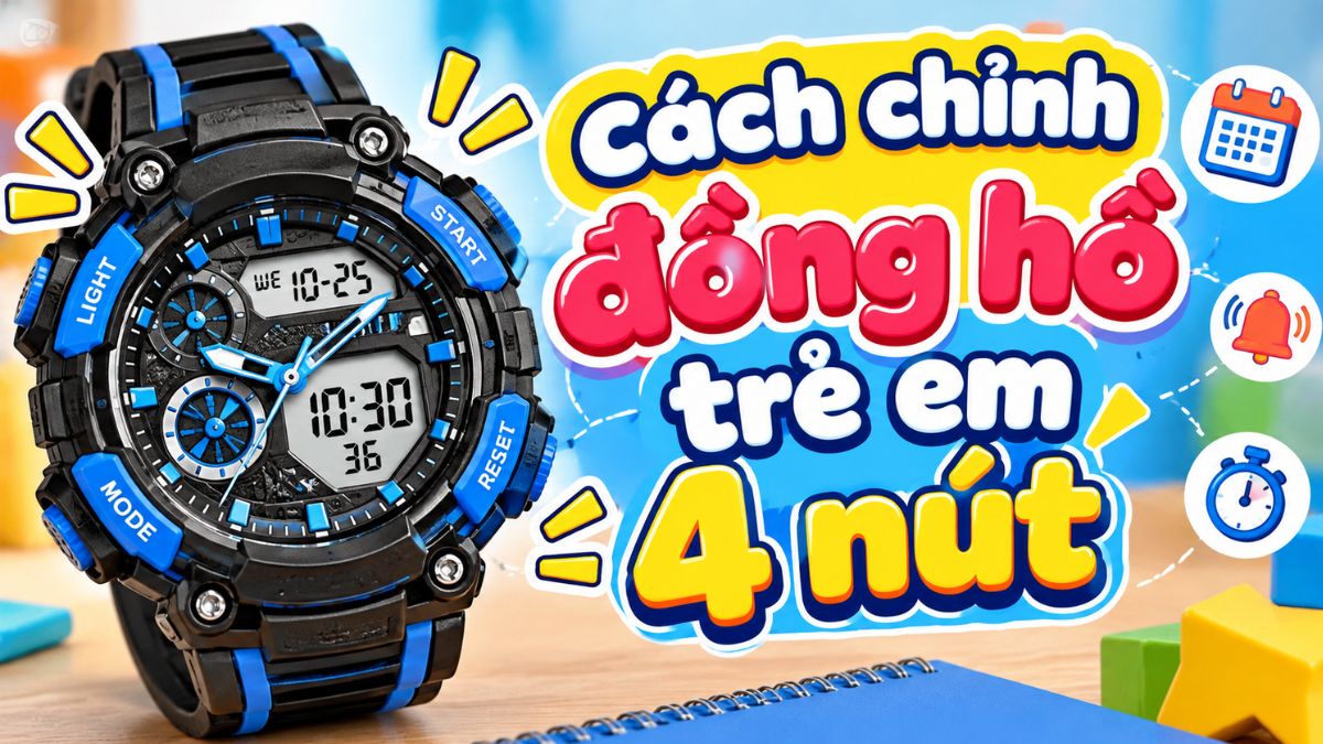 Cách chỉnh đồng hồ trẻ em 4 nút nhanh chóng, dễ thực hiện