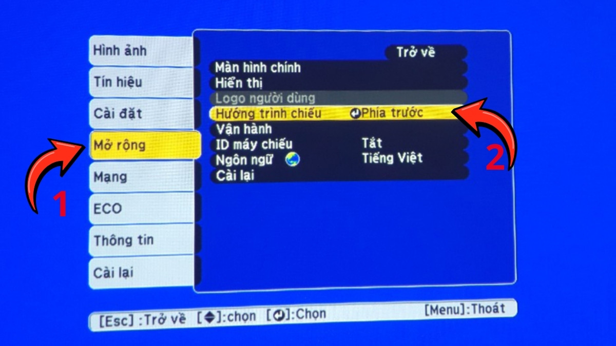 Cách chỉnh máy chiếu bị ngược hình