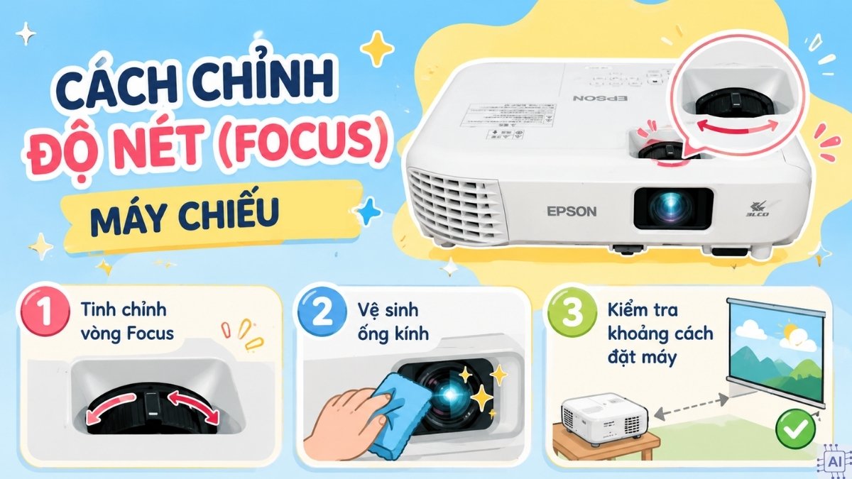 Cách chỉnh độ nét (focus) máy chiếu rõ
