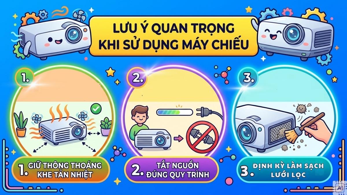 Lưu ý quan trọng khi chỉnh máy chiếu để tránh hư hỏng