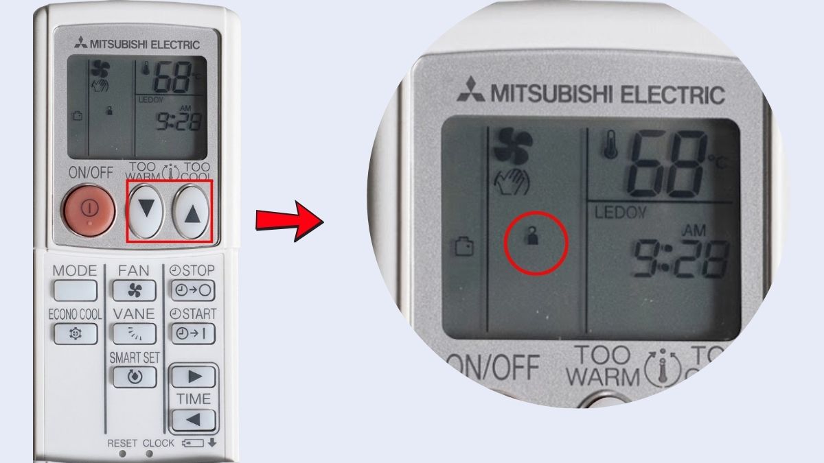 Cách khóa và reset remote Mitsubishi Electric