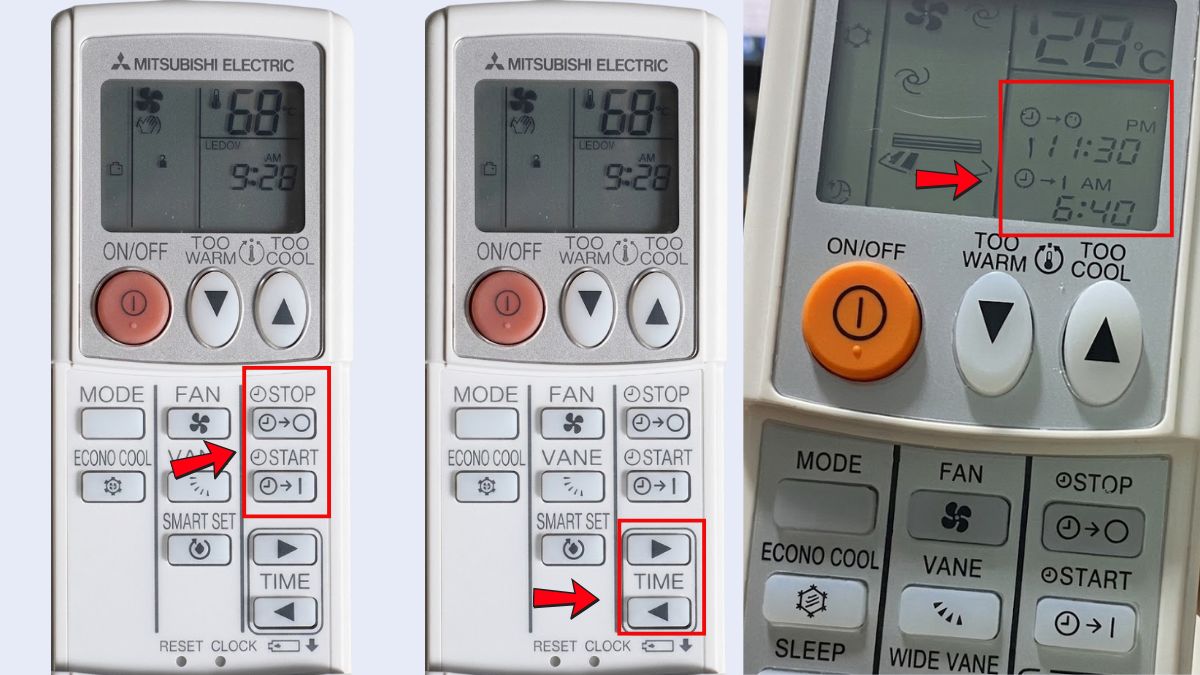 Cách hẹn giờ bật/tắt máy lạnh máy lạnh Mitsubishi Electric