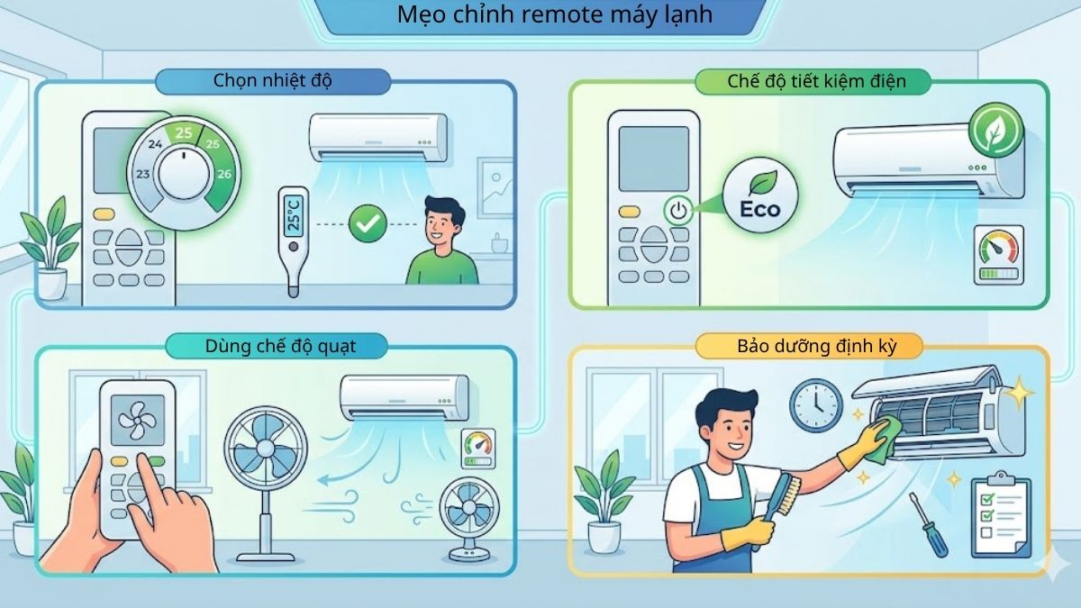 Mẹo chỉnh remote máy lạnh lạnh nhưng vẫn tiết kiệm điện