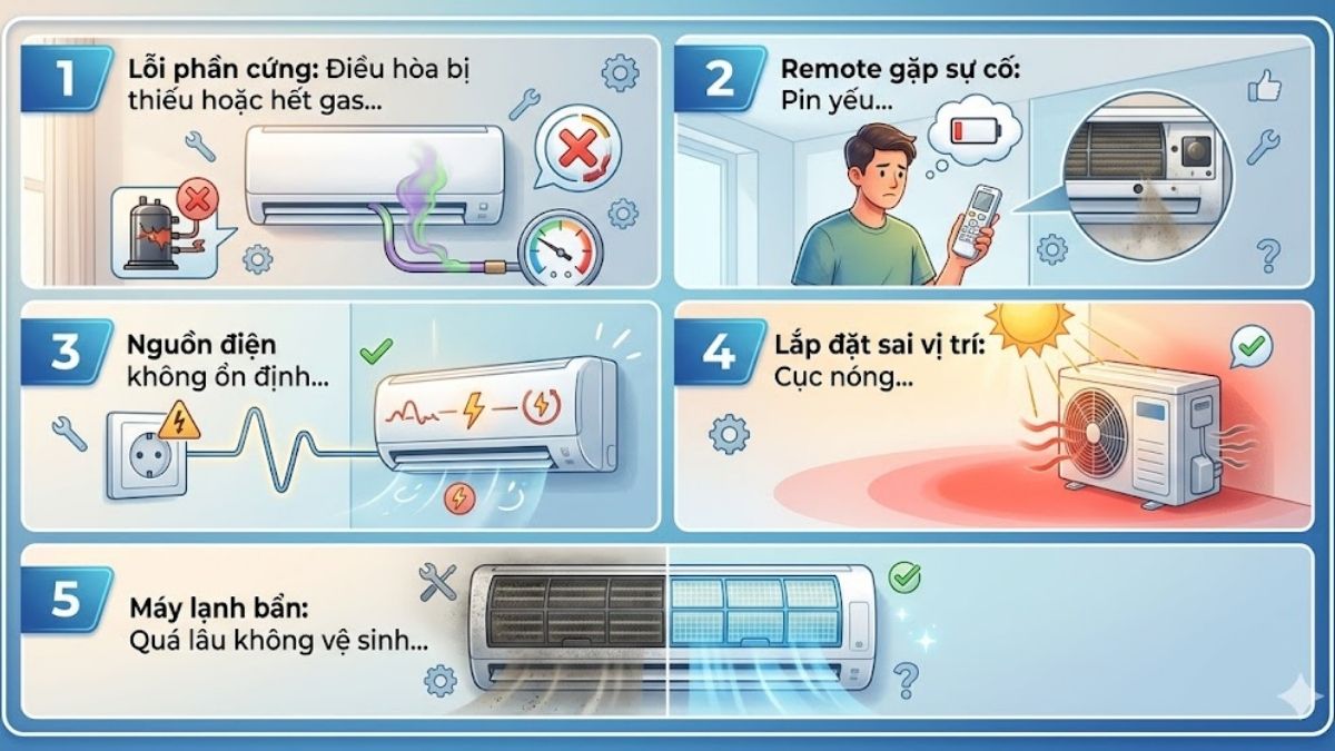 Vì sao chỉnh đúng remote nhưng máy lạnh vẫn không lạnh