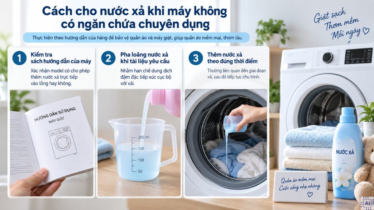 Cách cho nước xả vào máy giặt cửa ngang đúng cách