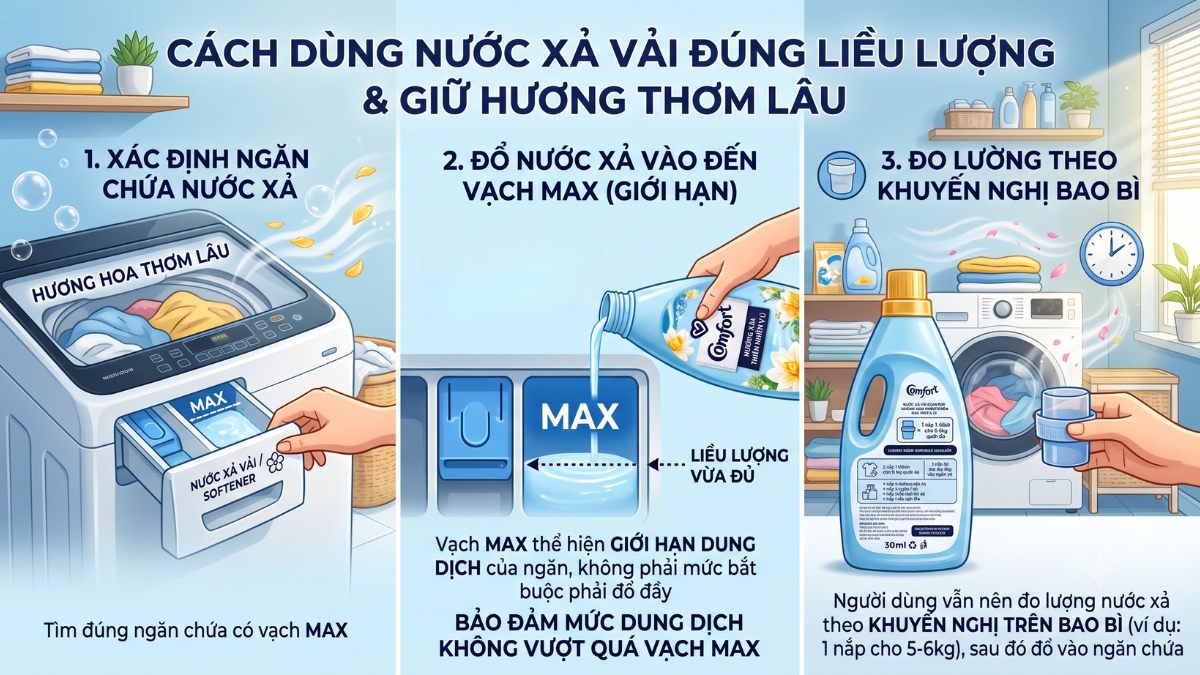 Cách dùng nước xả đúng liều lượng và giữ hương thơm lâu