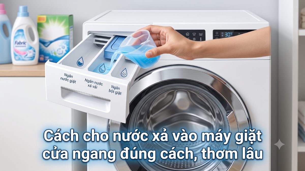 Cách cho nước xả vào máy giặt cửa ngang đúng cách, thơm lâu