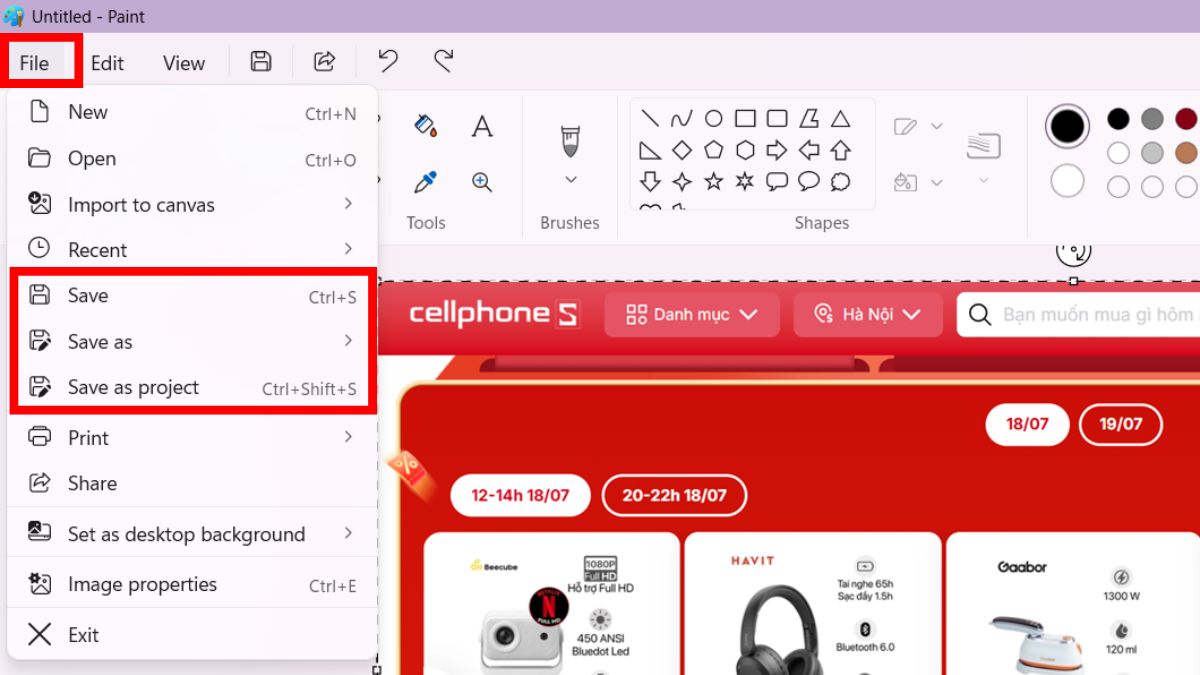 Chụp cửa sổ đang mở bằng Alt + Print Screen