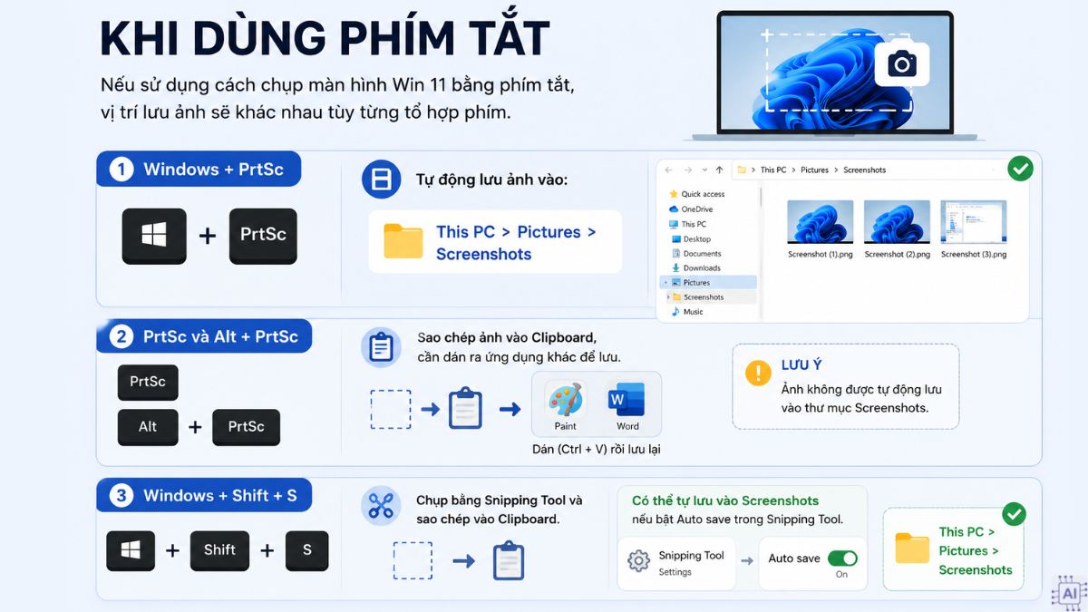 Ảnh chụp màn hình Win 11 được lưu ở đâu?