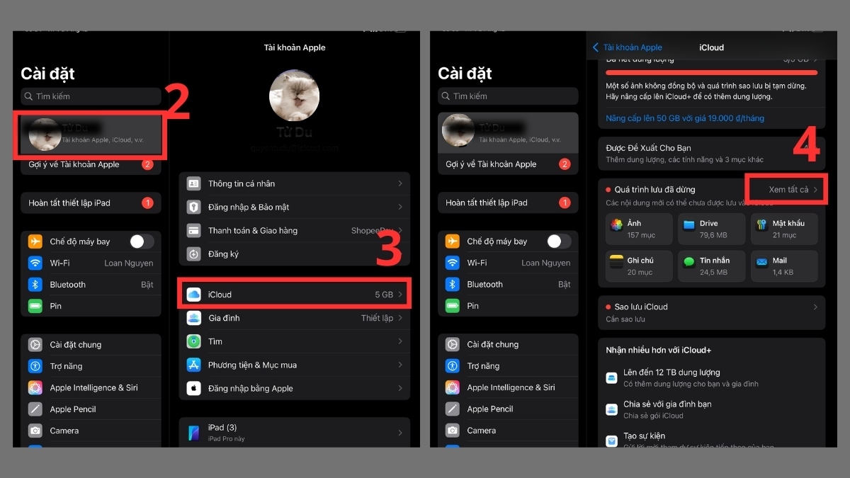 Chuyển dữ liệu từ iPhone sang iPad bằng iCloud khi iPad đã sử dụng bước 2