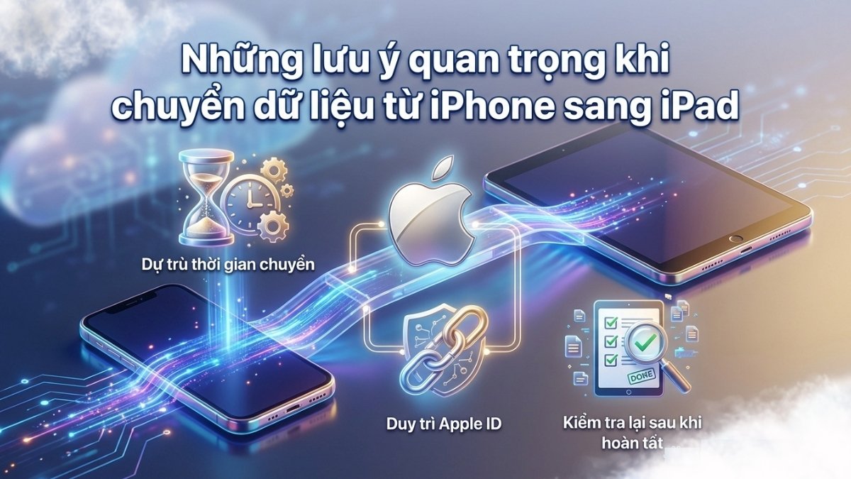 Những lưu ý quan trọng khi chuyển dữ liệu từ iPhone sang iPad