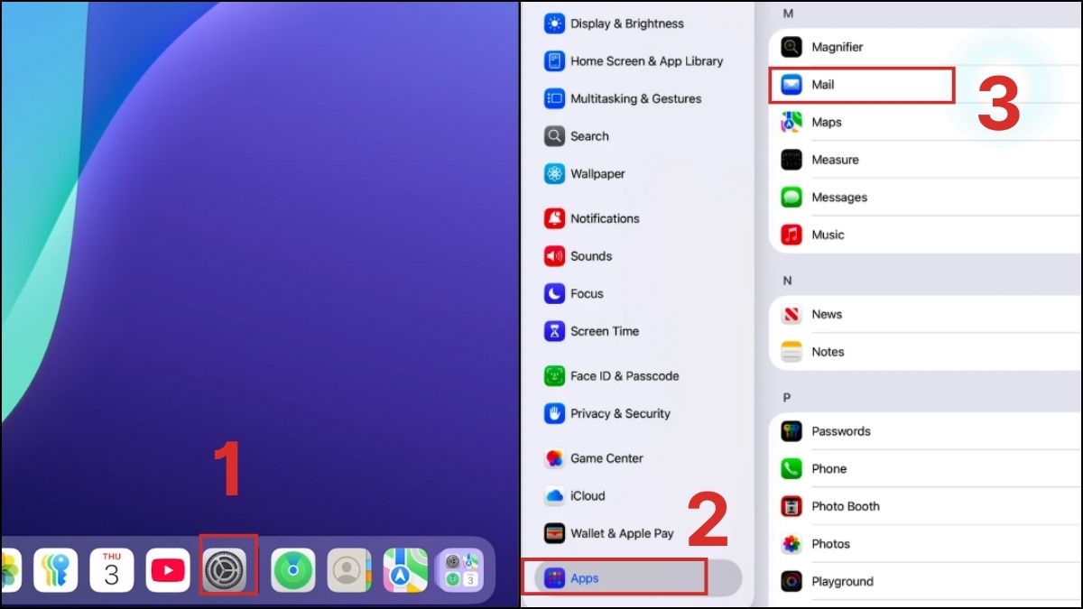 Cách đăng xuất Gmail trên iPad bằng cách xóa tài khoản Google bước 1