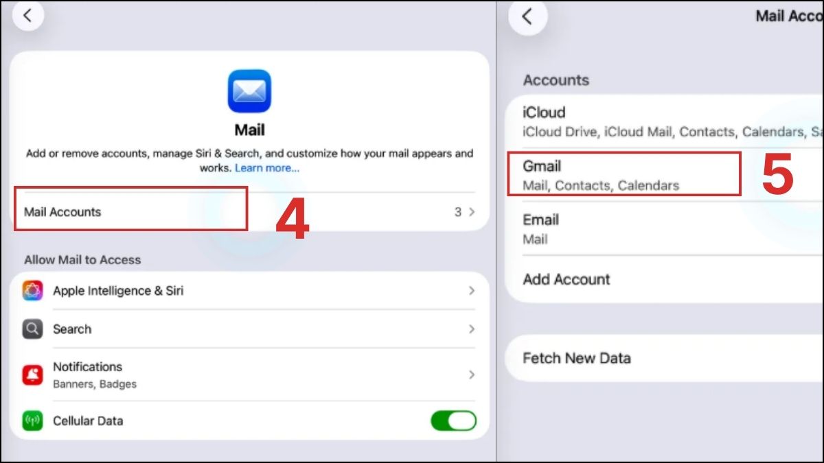 Cách đăng xuất Gmail trên iPad bằng cách xóa tài khoản Google bước 2