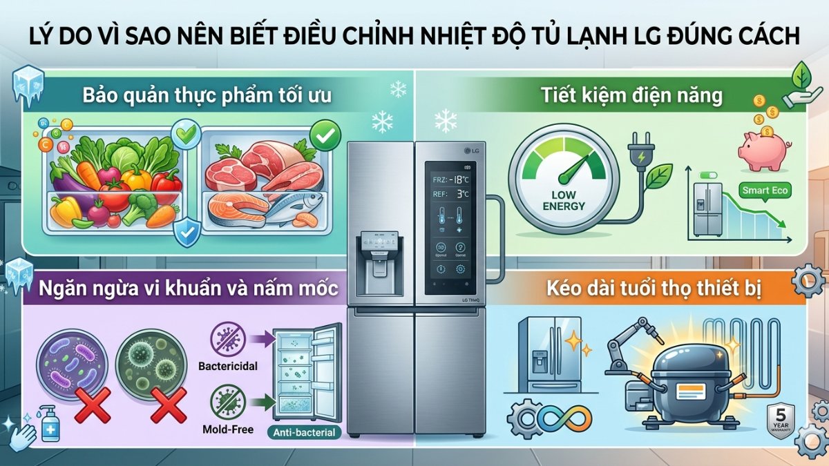 Vì sao cần biết cách điều chỉnh nhiệt độ tủ lạnh LG đúng cách