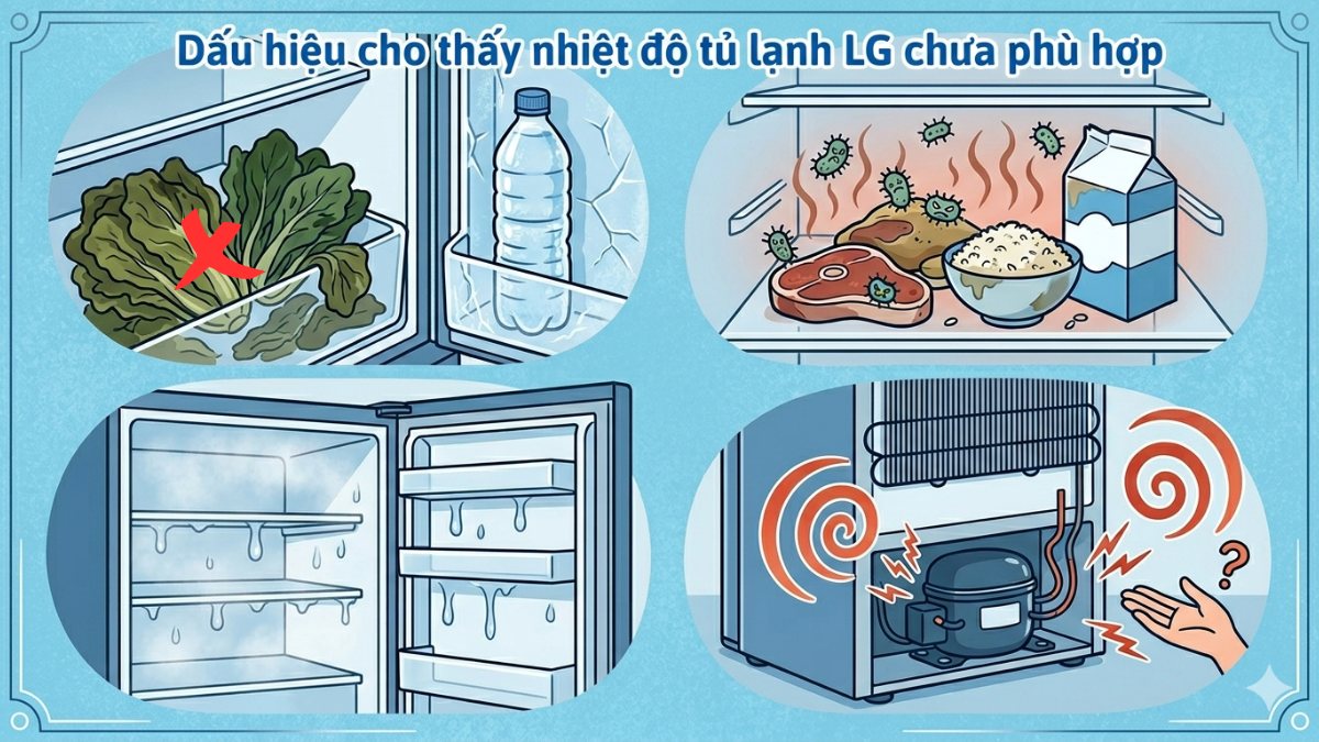 Dấu hiệu cho thấy nhiệt độ tủ lạnh LG chưa phù hợp