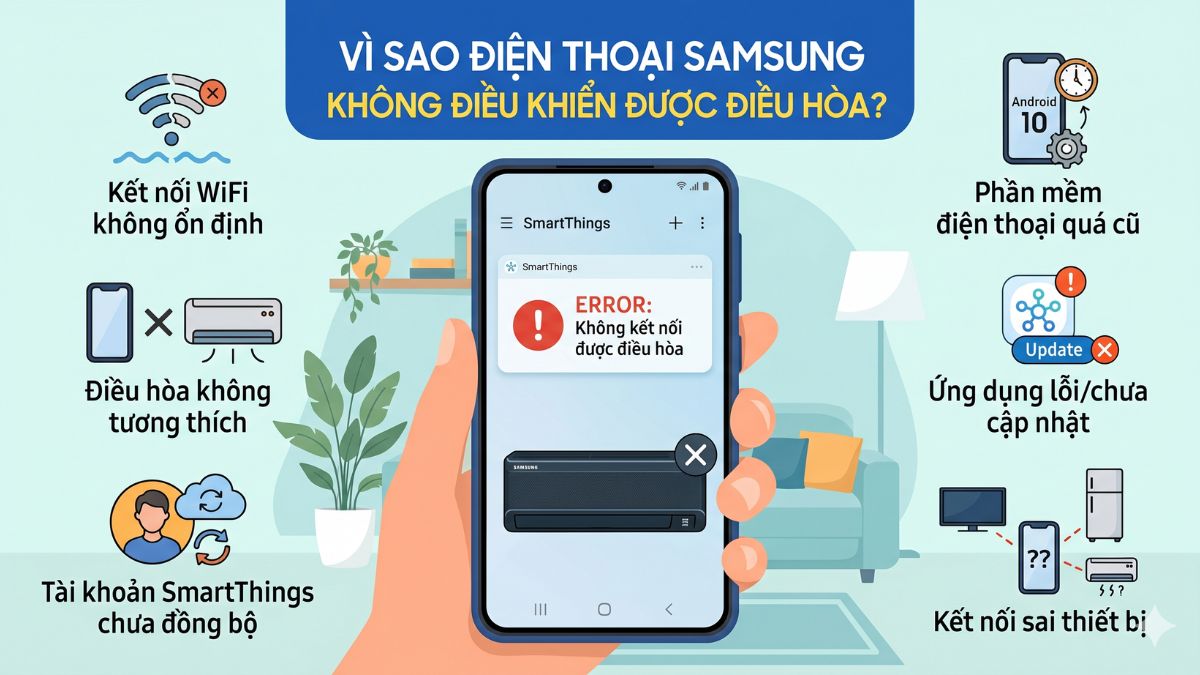 Vì sao điện thoại Samsung không điều khiển được điều hòa?