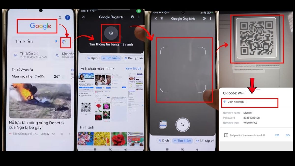 Quét mã QR wifi trực tiếp bằng camera điện thoại