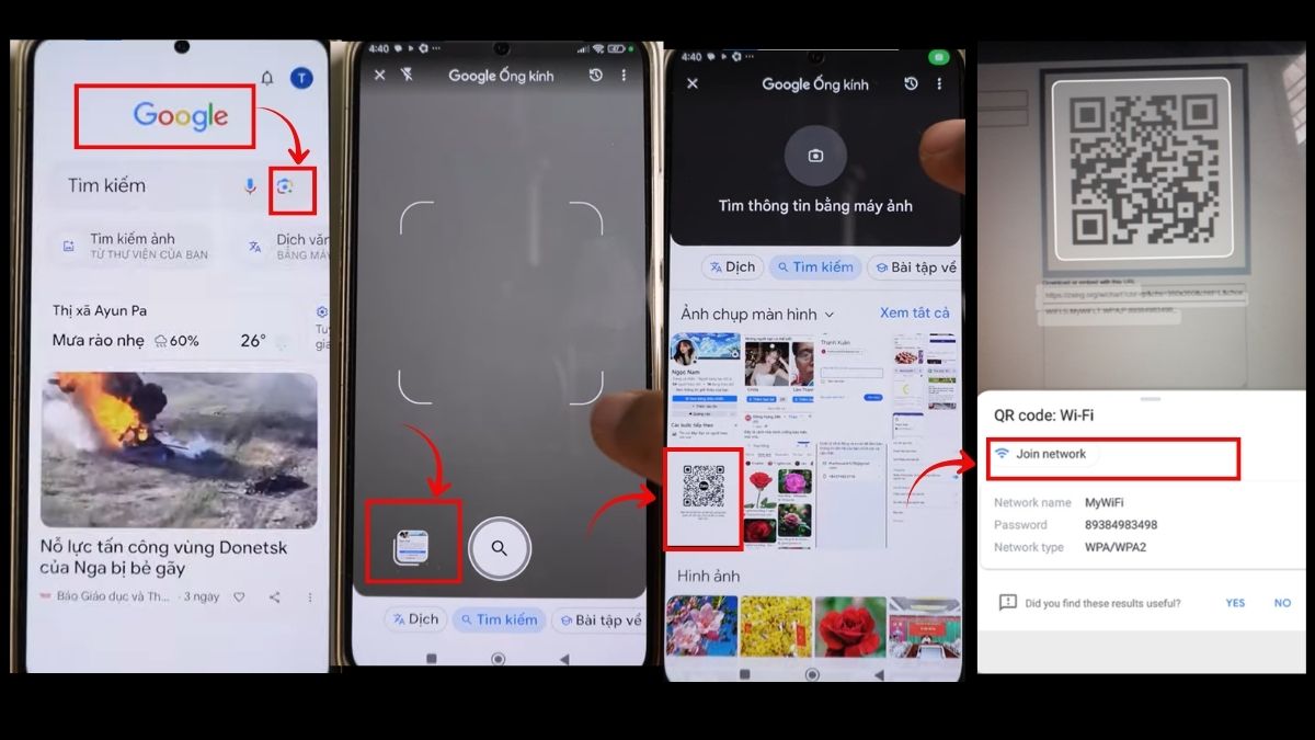 Quét mã QR wifi từ ảnh chụp màn hình