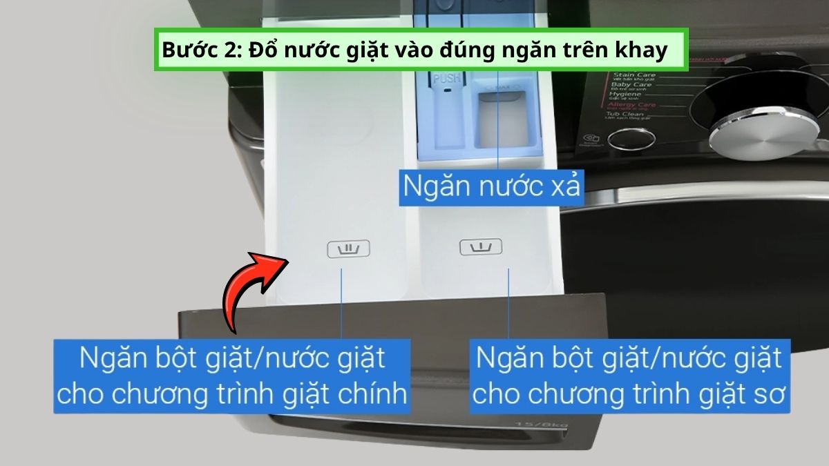 Cách đổ nước giặt vào máy giặt cửa ngang chuẩn