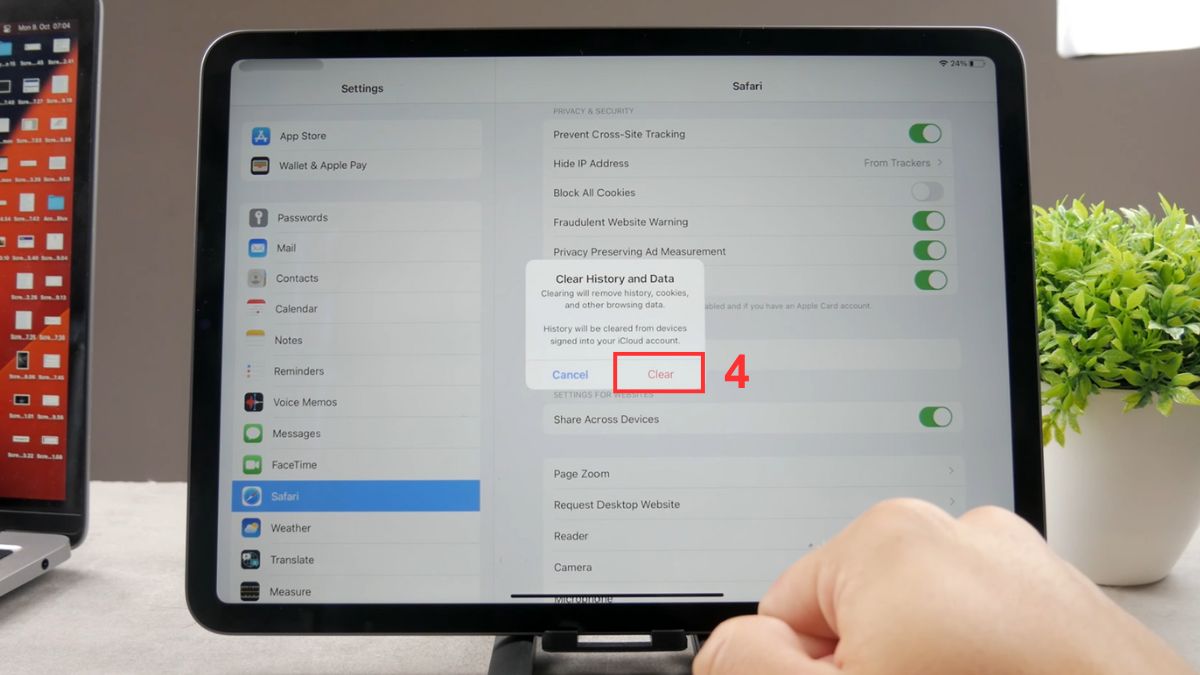 Cách giải phóng dung lượng iPad bằng dọn dẹp Safari bước 3
