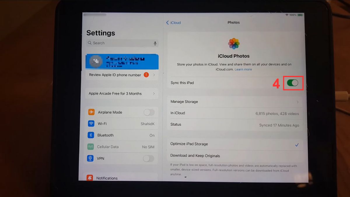 Cách giải phóng dung lượng iPad bằng đồng bộ ảnh lên iCloud bước 3