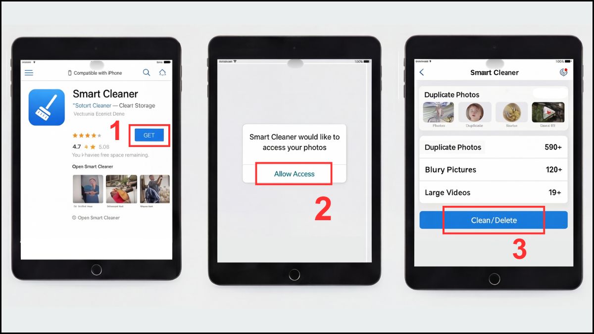Cách giải phóng dung lượng iPad bằng cách dùng ứng dụng dọn rác