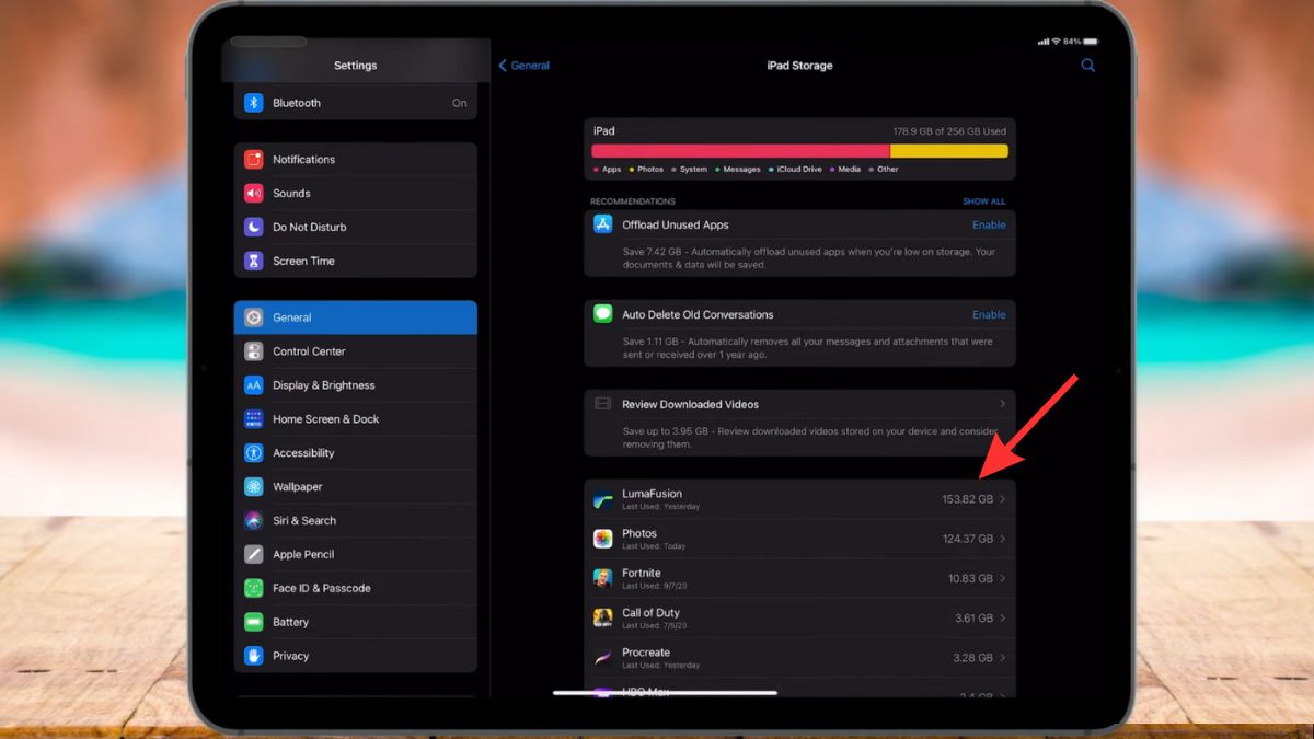 Cách kiểm tra dung lượng iPad đang bị chiếm bởi dữ liệu nào bước 2