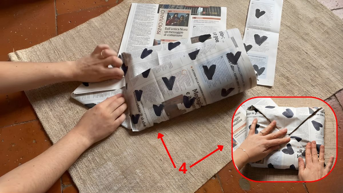 Cách gói quà 8/3 bằng giấy báo vintage 