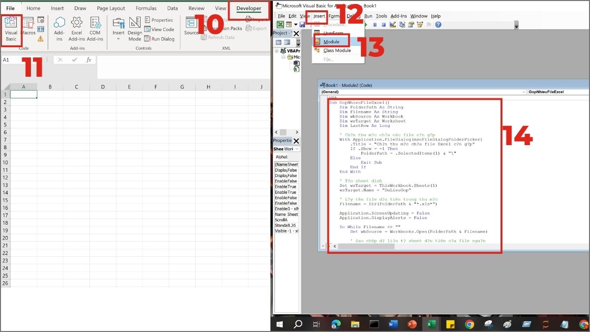 Cách gộp nhiều file Excel thành 1 file bằng VBA/Macro