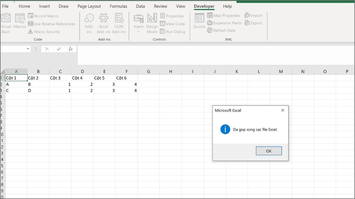 Cách gộp nhiều file Excel thành 1 file bằng VBA/Macro
